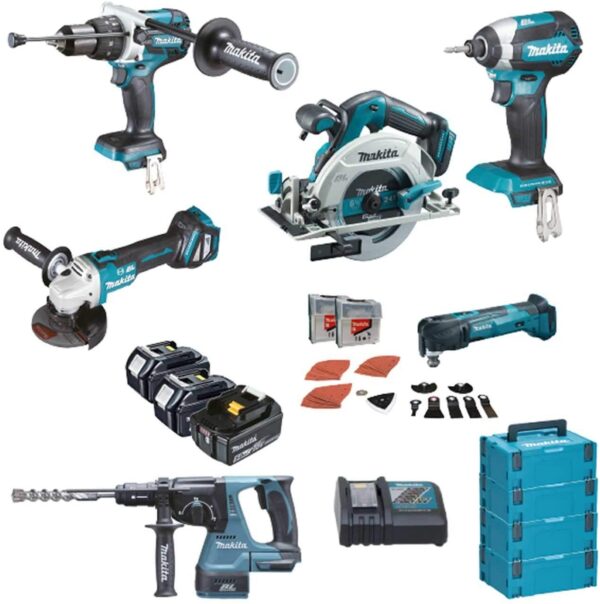 Makita DLX6085TJ | Combiset | 18 V | 2x 5.0 Ah Accu | Snellader | In Mbox-0088381860741