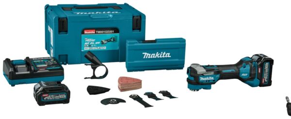 Makita TM001GD201 XGT 40 V Max Multitool 2,5 Ah accu (2 st), snellader, accessoireset, in Mbox - TM001GD201-0197050006776