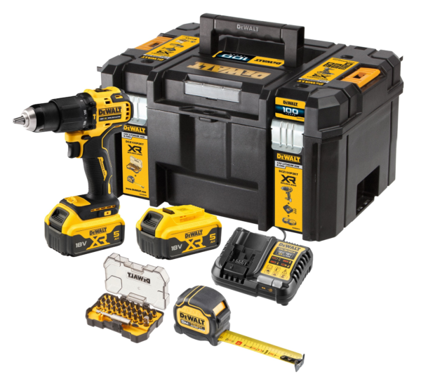 DeWalt DCZ100P2KT | Compacte accu klopboormachine DCD709 | 18V | 2 x 5.0 Ah Li-Ion accu&apos;s | in TSTAK koffer-5035048836408