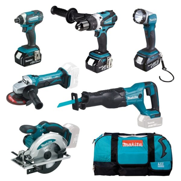 Makita DLX6046 - 6-delige Comboset 18v Li-ion 3x 3.0Ah accu&apos;s-0088381820189