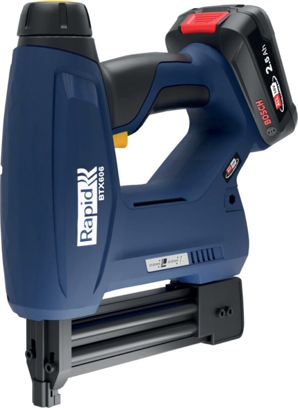 Rapid BTX606 | 18v Accutacker voor smalrugnieten | 2.5 Ah accu + lader | Incl. 300 8/30 mm brads | In koffer - 5001502-4051661037634