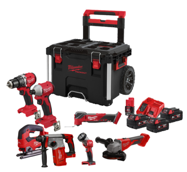 Milwaukee M18 FPP7E-503P | Fuel Powerpack 7-delig | 18V | Accu combiset (3x 5.0Ah) | Packout Trolley - 4933499297-4058546564612