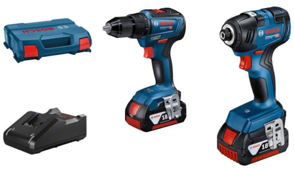 Bosch Blauw Combopack | GSR 18V-55 Accu-schroefboormachine + GDR 18V-200 Accu-slagschroevendraaier | 18V | 2 x 4.0 Ah accu + lader | in L-Case --4059952596716