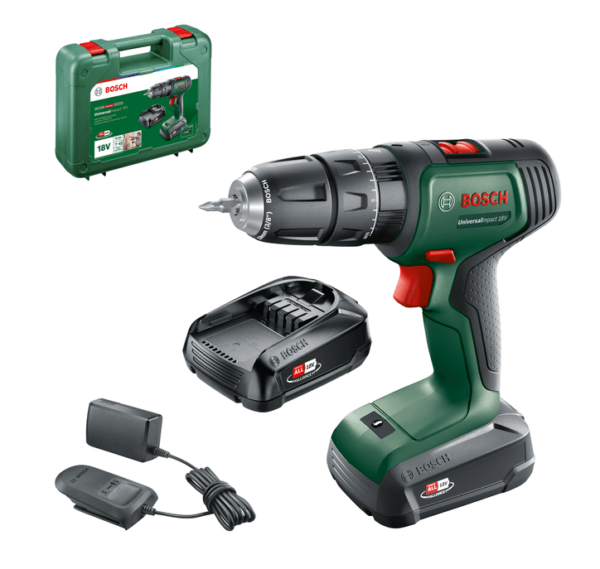Bosch Groen UniversalImpact 18V | Accuklopboorschroevendraaier | 2 x 1.5 Ah accu + lader | met koffer 06039D4102-4053423225259