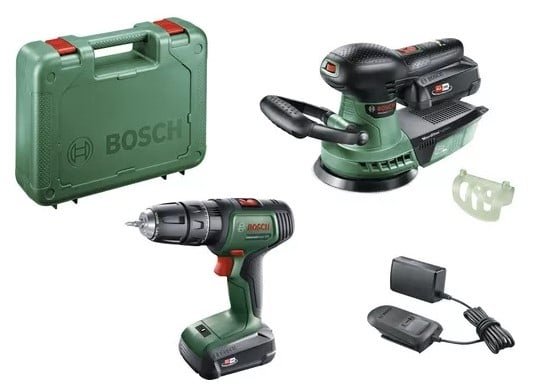 Bosch Groen Toolkit UniversalImpact 18 + AdvancedOrbit 18 | 2 x 2.0 Ah accu&apos;s + lader 06039D410A-4053423232059