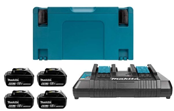 Makita Accessoires 18V Li-Ion accu starterset 198091-4 (4x BL1860B 6.0Ah) + duolader DC18RD in Mbox - 198091-4-0088381474658