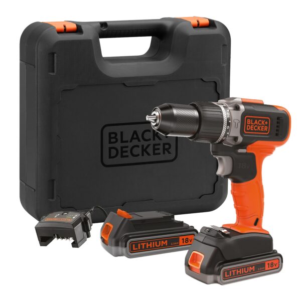 BLACK+DECKER BCD003ME2K 18V 2x2.5Ah Schroefklopboormachine in koffer | 2x 18V 2.5Ah accu&apos;s | 1A Lader | In koffer - BCD003ME2K-QW-5035048709153