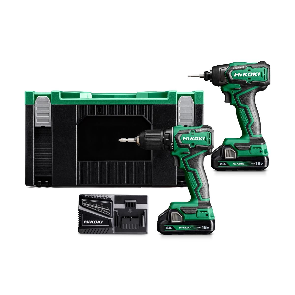 Hikoki KC18DD WFZ Voordeelpack | DS18DD Accu Boor-Schroefmachine + WH18DD Slagschroevendraaier | 2X 2,0Ah Accu&apos;s + lader | In HSC III - KC18DDWFZ-4966376410927