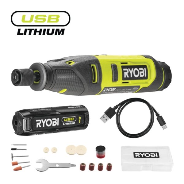 Ryobi RRT4-120GA15 | 4V USB Lithium Accu Rotatiegereedschap, met 15 accessoires - 5133005634-4892210207463