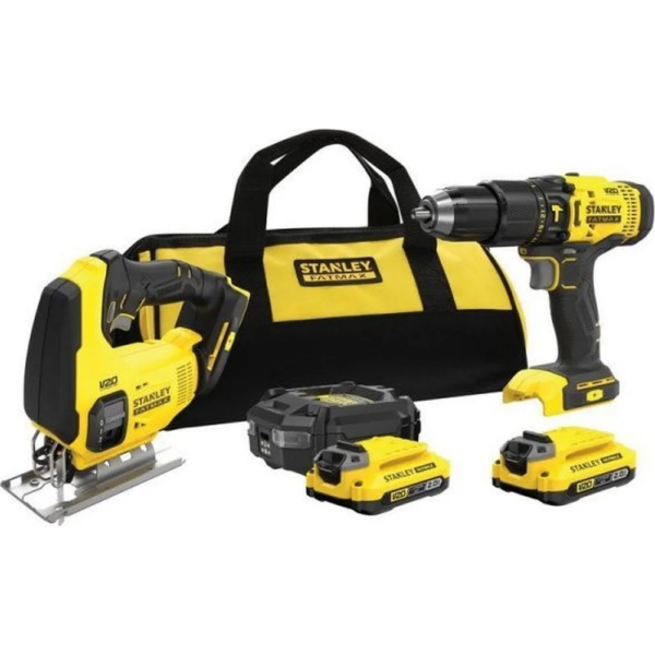 Stanley FATMAX SFMCK212D2S V20 18V klopboormachine & decoupeerzaag 2x2Ah SB - SFMCK212D2S-QW-5035048837894
