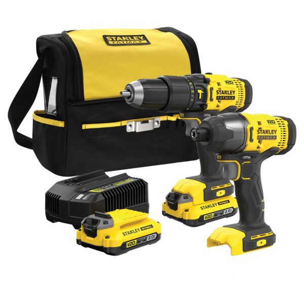 Stanley FATMAX SFMCK461D2S V20 Combo Kit | 18V Accu Schroefklopboormachine + Accu Slagschroevendraaier | 2 Accu&apos;s + Lader | In Softbag --5035048733288