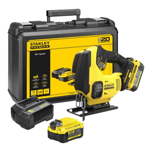 Stanley FATMAX SFMCS600M2K V20 18V Accu Decoupeerzaag | 2x 4.0Ah Accu&apos;s + Lader | In Koffer - SFMCS600M2K-QW-5035048724026