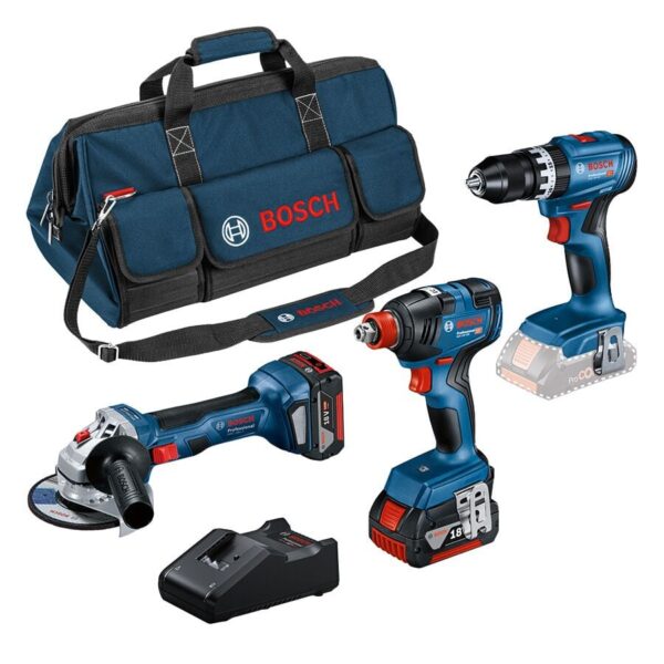 Bosch Blauw 3-delige 18v Combokit GSB 18V-45 + GDX 18V-200 + GWS 18V-7 + 2x5.0Ah - 0615990N31-4059952687414