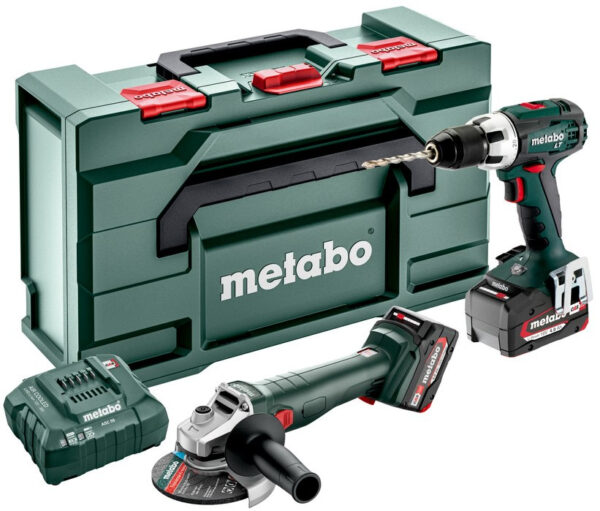 Metabo Comboset 2.4.1 | BS18LT Klopboormachine + W18 L 9-125 Haakse Slijper | 18V | 2 x 4,0Ah Li-Ion + lader - 685206510-4061792226203