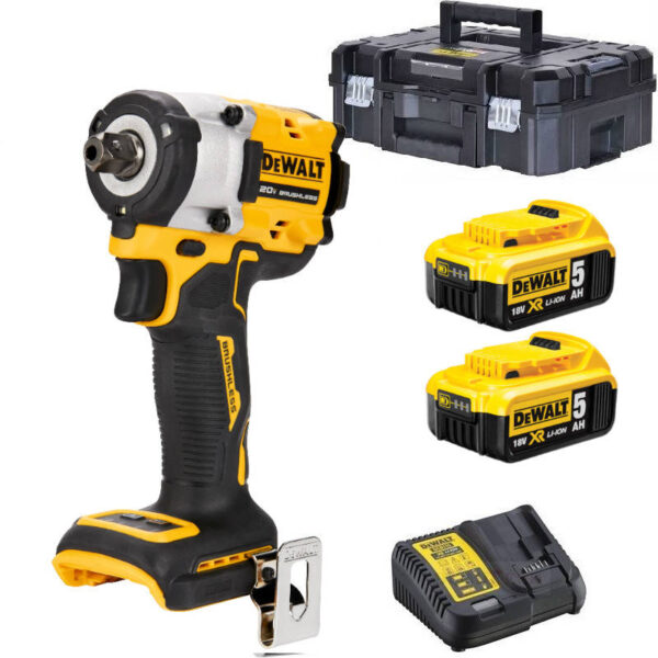 DeWalt DCF922P2T Accu Slagmoersleutel | 1/2" met ratel | 18V | 2 x 5.0 Ah + lader | in TSTAK - DCF922P2T-QW-5035048743836