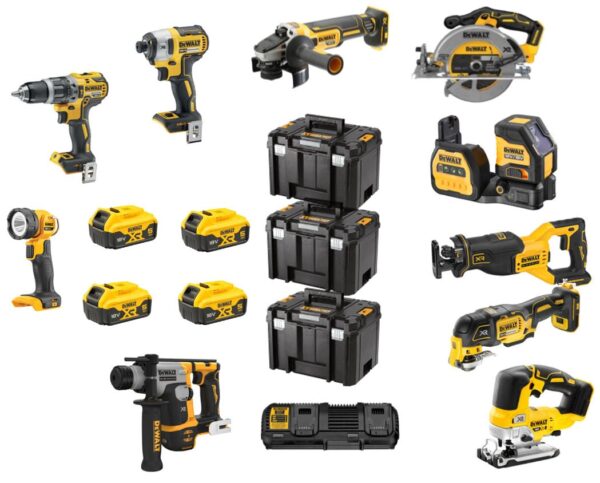 DeWalt DCK1012P4T-QW | 10-delige Combopack | XR 18 Volt | 5,0 Ah | Li-Ion | 4 accu&apos;s - DCK1012P4T-QW-5035048809525