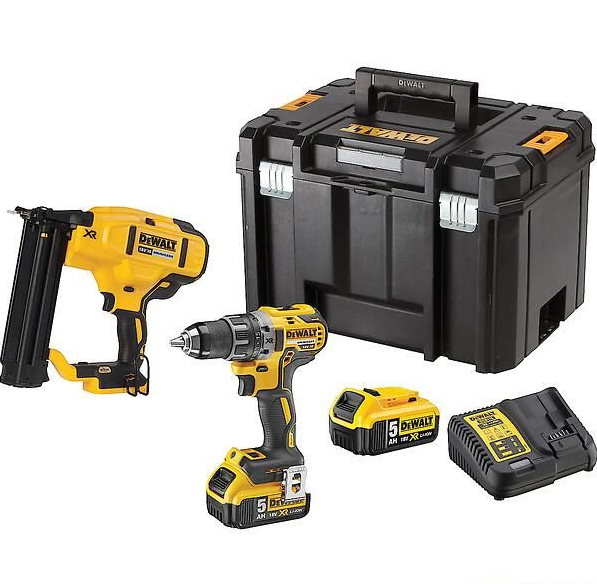 DeWalt DCK282P2T | Combiset | Schroef-boormachine DCD791 + 18Ga Afwerktacker DCN680 | 18V XR | Brushless 2x5.0Ah | in TSTAK - DCK282P2T-QW-5035048733783