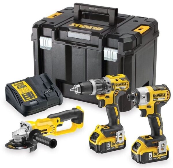 DeWalt DCK383P2T-QW | 18V XR Combiset | DCD796 + DCF887 + DCG412 | 2 x 5.0Ah accu en multilader | In TSTAK - DCK383P2T-QW-5035048646038