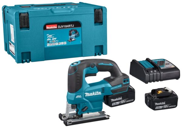 Makita DJV184RTJ | 18V Decoupeerzaag | D-greep | 5,0 Ah accu (2 st) | snellader | in Mbox DJV184RTJ-0088381762632