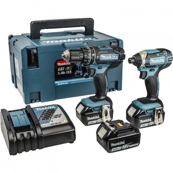 Makita DLX2131JX1 18V accu klopboormachine DHP482 + slagschroevendraaier DTD152 combiset (3x 3.0Ah accu) in Mbox-0088381810999