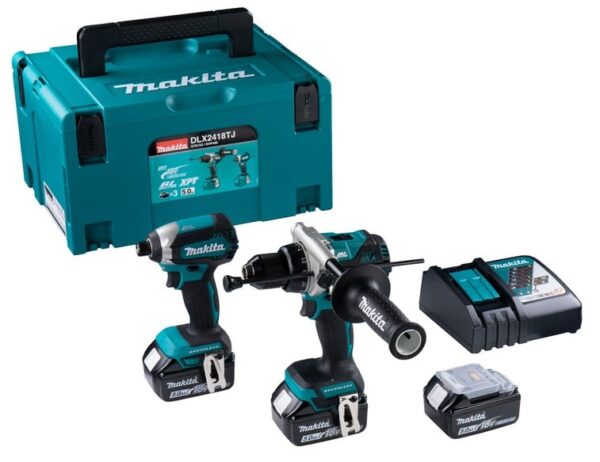 Makita DLX2418TJ Combiset voor zwaardere boor- en schroefklussen | DHP486 en DTD153 | 3 x 5.0 Ah accu en snellader - DLX2418TJ-0088381743563