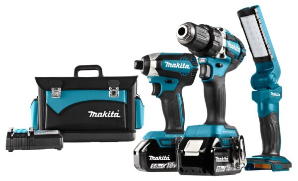 Makita DLX3090TX1 18v 5.0Ah Combiset accuboormachine DDF484 en slagschroevendraaier DTD153 + Lamp DML801 + 3e accu - DLX3090TX1-0088381857710