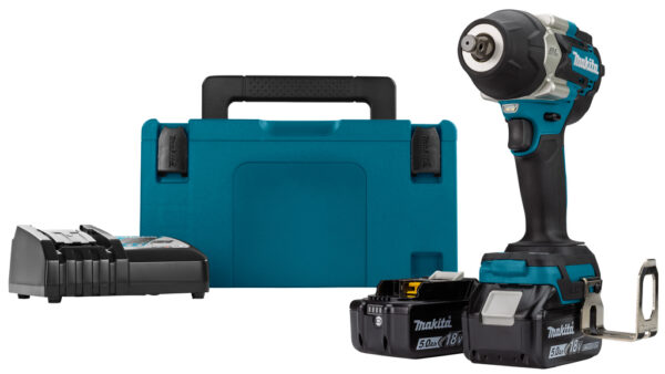Makita DTW700RTJ 18 V Slagmoersleutel 1/2" 700Nm | 5,0 Ah accu (2 st), snellader, Mbox-0088381723862