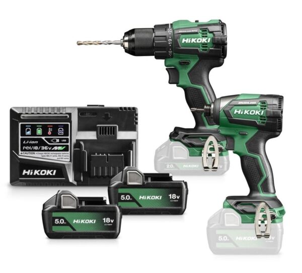 Hikoki KC18DEWCZ | Accu Combopack | DV18DE + WH18DE | 18 V | 2x 5.0Ah accu&apos;s + lader | in HSC III koffer - KC18DEWCZ-4966376406142