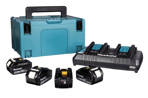 Makita Accessoires 18V Li-Ion accu starterset 197626-8 (4x BL1850B 5.0Ah) + duolader DC18RD in Mbox - 197626-8-0088381463164