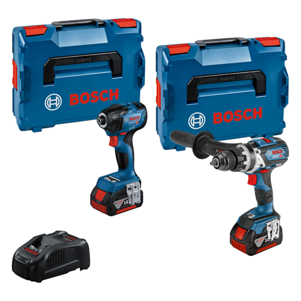 Bosch Blauw GSB 18V-110 Accuklopboor + GDR 18V-210 C slagschroevendraaier 18V 5,0Ah Li-Ion in L-BOXX - 0615990N2V-4059952687315