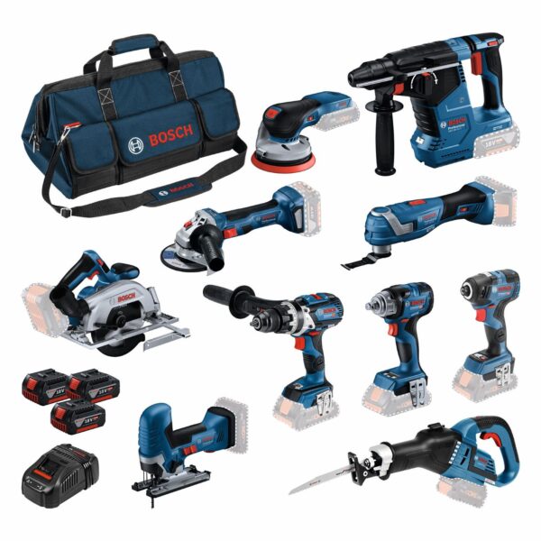 Bosch Blauw 10 Toolkit 18V | Combopack 3 x 5.0Ah + lader | In tas - 0615A5004G-4053423257526