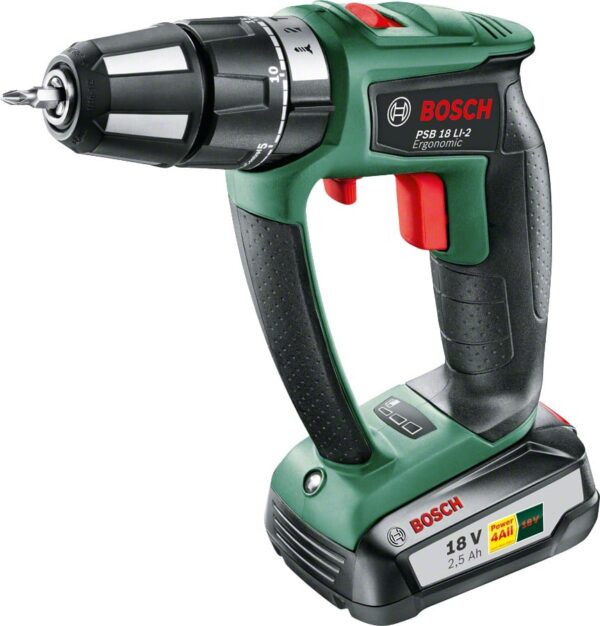 Bosch Groen PSB 18 LI-2 Ergonomic Accuschroefklopboormachine | met 1 accu 2.5Ah - 06039B0300-3165140814218