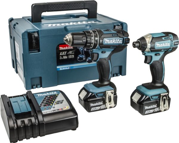 Makita DLX2131JX 18V accu klopboormachine DHP482 + slagschroevendraaier DTD152 combiset (2x 3.0Ah accu) in Mbox-7433644338346
