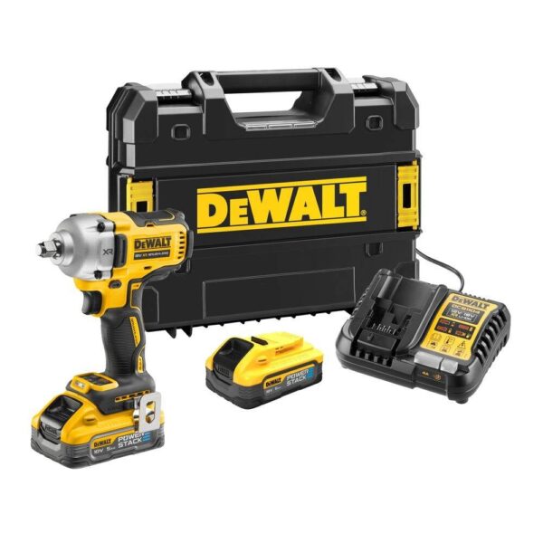 DeWalt DCF891H2T-QW | 18V XR Brushless 1/2" Slagmoersleutel frictiering aansluiting | 2x 5.0Ah POWERSTACK accu in TSTAK koffer - DCF891H2T-QW-5035048806388