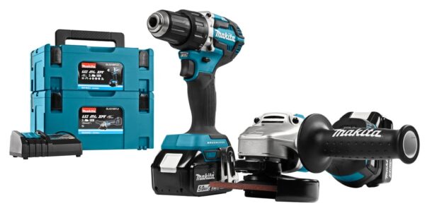 Makita DLX2190TJ1 combiset - DDF484 + DGA504 - 2x 5.0Ah accu&apos;s-0088381830270