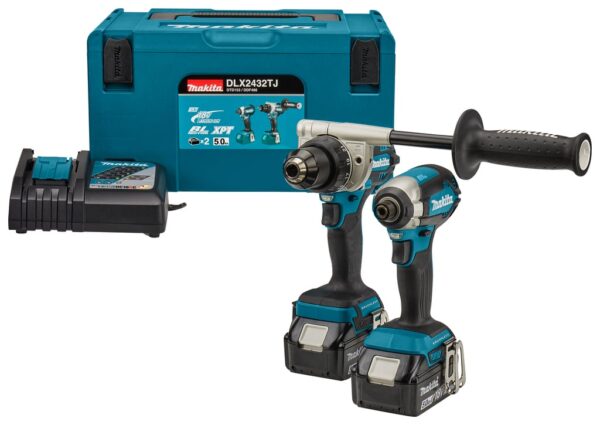 Makita DLX2432TJ | Combiset | 18 V | Zwaardere boor- en (slag)schroefklussen | 2x 5.0 Ah Accu | DDF486 en DTD153 | Snellader | In Mbox-0088381744744