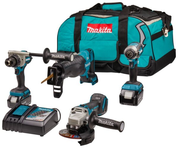 Makita DLX4157TX1 | Combiset | 18 V | allround tot zwaar boor-, (slag)schroef-, slijp- en reciprozaagwerk | Set | 5,0 Ah | in Tas - DLX4157TX1-0088381744591