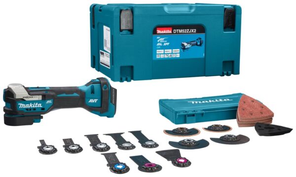Makita DTM52ZJX2 18 V Multitool Zonder accu`s en lader, met accessoire set in M-box | Zonder Accu&apos;s & Lader - DTM52ZJX2-0088381759502