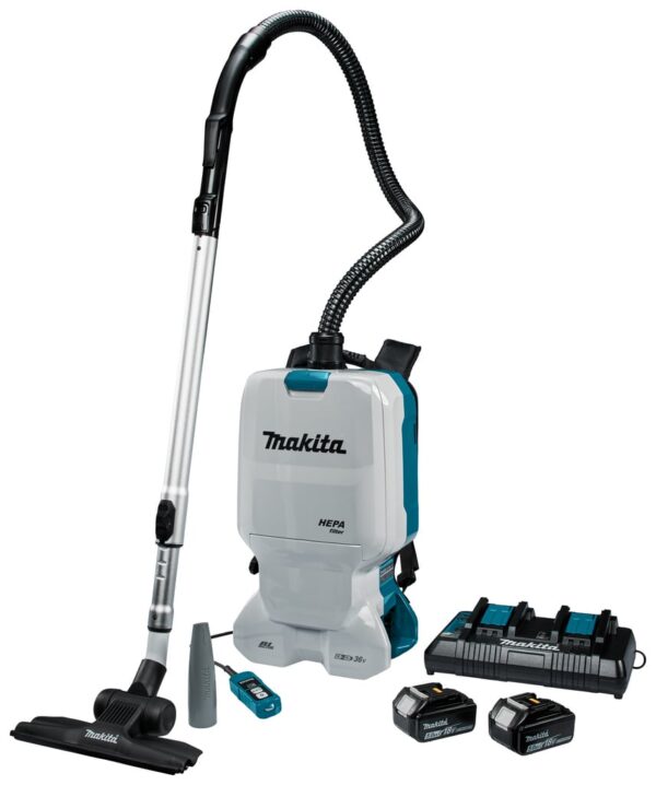 Makita DVC660PT2 2x18 V Rugstofzuiger voor schoonmaak 5,0 Ah accu (2 st), duo snellader, in doos - DVC660PT2-0088381742559