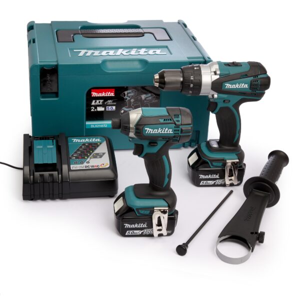 Makita DLX2145TJ Combiset | DHP458 Accu klopboormachine + DTD152 accu slagschroevendraaier | 18v 5.0Ah Li-ion-0088381813082