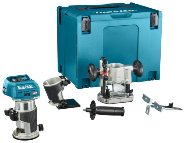 Makita RT001GZ10 Boven- en kantenfrees | 40 V Max | Zonder accu&apos;s en lader | Incl. diverse voeten | In Mbox - RT001GZ10-0088381759724