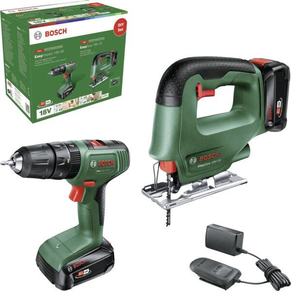 Bosch Groen Toolkit EasyImpact 18V-40 + EasySaw 18V-70 | 2 x 2.0 Ah accu + lader 06039D810A-4053423237290