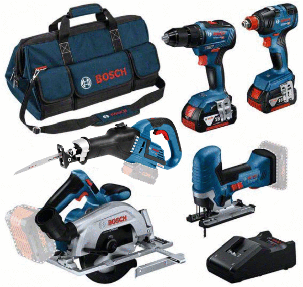 Bosch Blauw | Combopack | 5 machines | 18V | 3 x 4.0Ah + sbellader | In tas - 0615A5003D-4053423251098