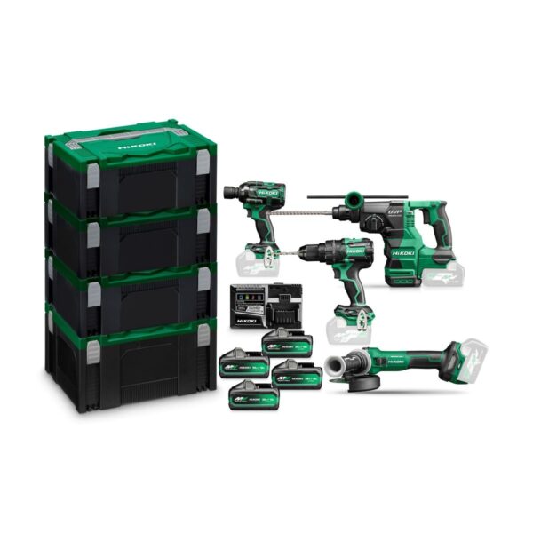 Hikoki KC36H4A MVB4 36V Voordeelpack | DV36DC + WR36DH + DH3628DA + G3613DVE | 4X BSL36B18X accu&apos;s en snellader | In HSC koffers - KC36H4A-MVB4-8717574073256