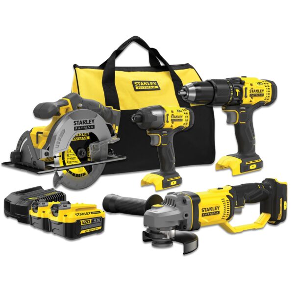 Stanley FATMAX SFMCK469M2 V20 Combi Kit | Accu Schroefklopboormachine + Accu Cirkelzaag + Accu Haakse Slijper | 2x 4.0Ah Accu&apos;s | 1x Lader | In-5054905285722