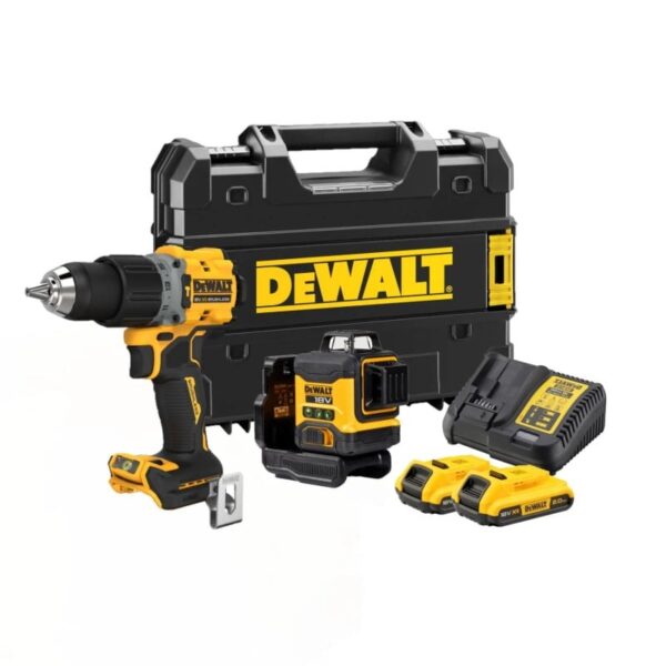 DeWalt DCK2095D2T-QW | Accu Combiset | DCLE34031 3x360° Kruislijnlaser + DCD805N 18V Schroef-/klopboormachine DCK2095D2T-QW-5054905311834