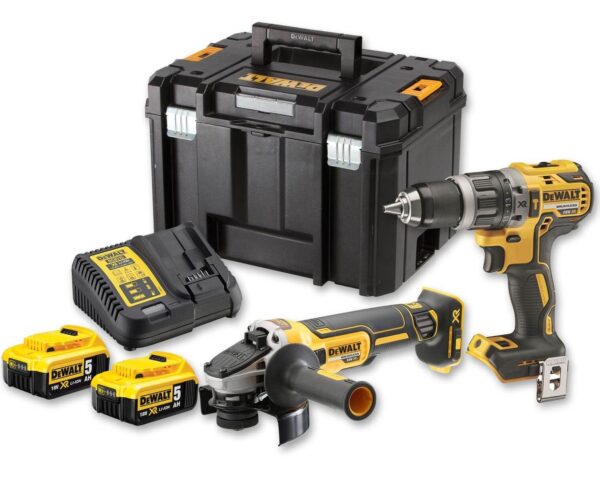 DeWalt DCK2080P2T accu set | DCD796 accuboormachine + DCG405 accu haakse slijper | 18v 5.0Ah Li-ion - DCK2080P2T-QW-5035048698358