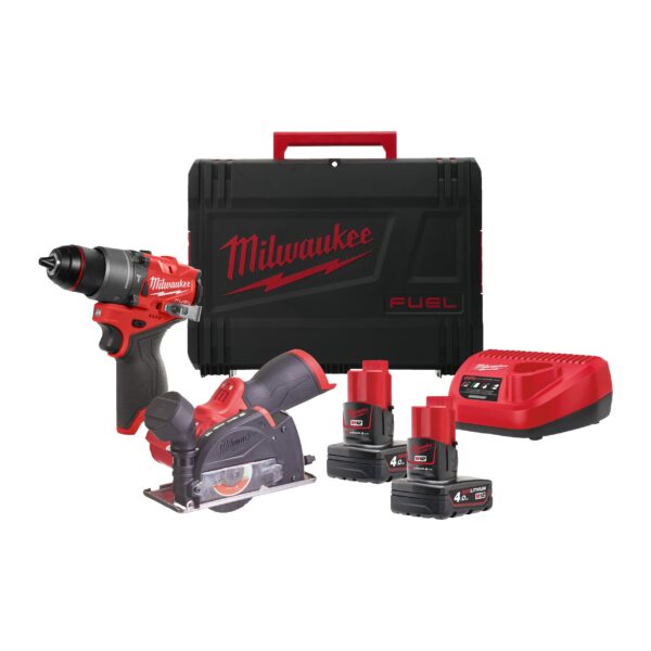 Milwaukee M12 FPP2G2-402X | M12 FUEL powerpack (M12 FPD2, M12 FCOT, 2 x M12 B4, 1 x C12C lader, 1 x HD Box) - 4933480592 4933480592-4058546408770