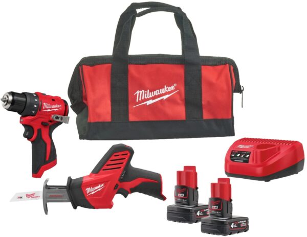 Milwaukee M12 BLPP2A-402B Accu-machineset 2-delig BLDDRC + HZ in tas | Incl. 2x 4,0Ah accu en lader - 4933499692-4058546568566