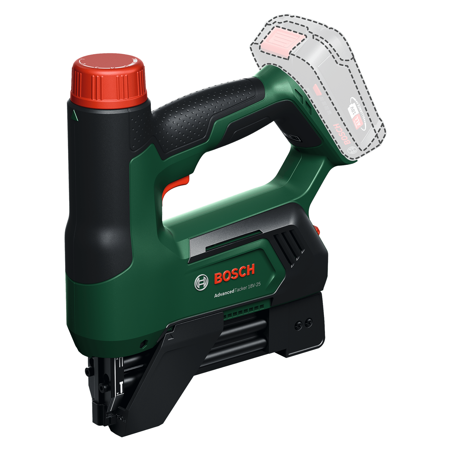 Bosch Groen AdvancedTacker 18V-25 Accutacker | Incl. Afstands- en Draadgeleider | Zonder Accu en Lader - 06032A7100-4053423257335